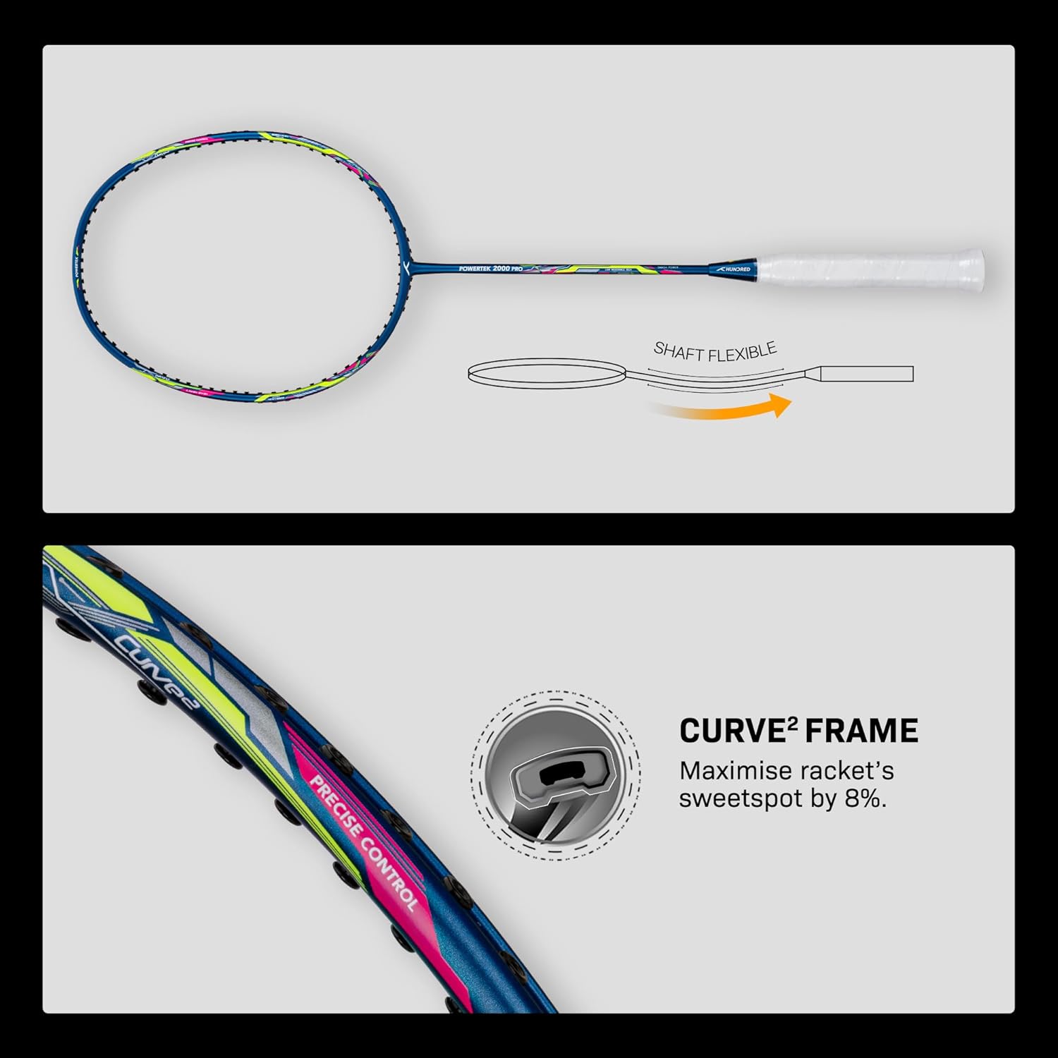Hundred Powertek 2000 PRO - Strung Badminton Rackets Hundred Powertek 2000 PRO - Strung Badminton Rackets