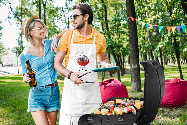 I Turn Grills On Embroidered Apron