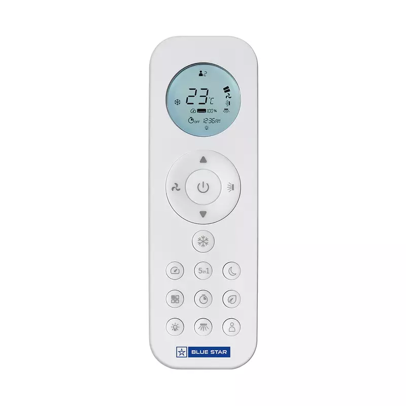 Blue Star G Smart Wi-Fi Series ID512NNURS Inverter Split AC-1 Ton 5 Star with large display remote.