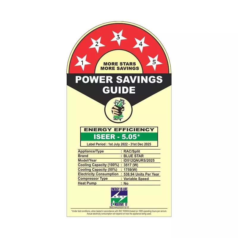 Energy-efficient cooling with the Blue Star ID512QNURS Inverter Split AC.