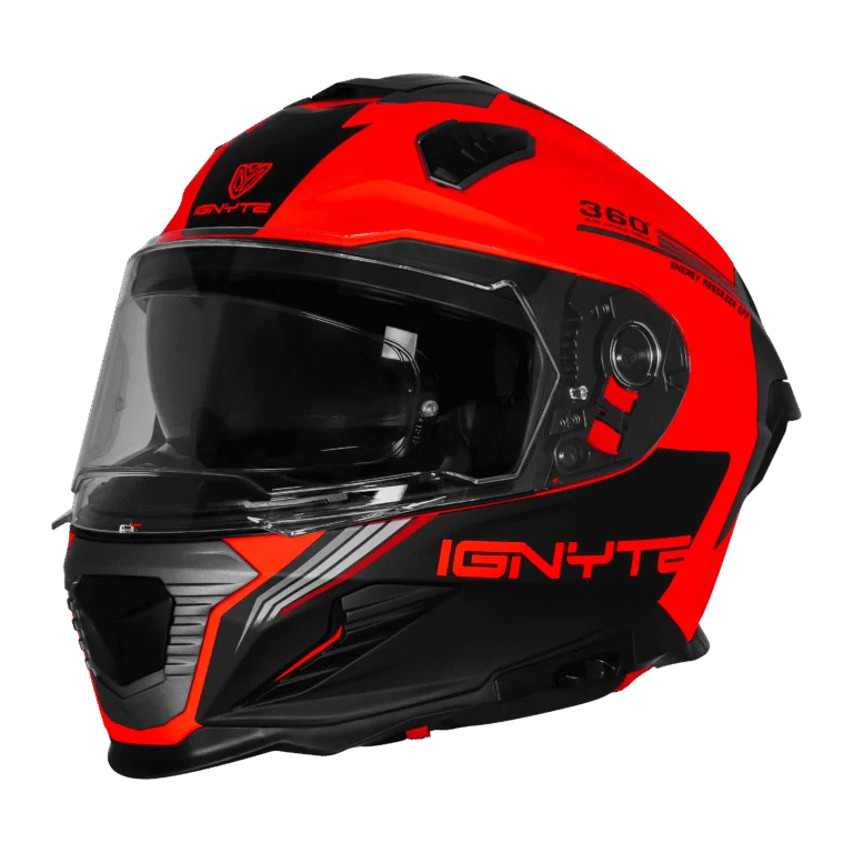 IGNYTE IGN-16 ISS DOT QUANTUMM MATT FLU RED+RED GREY C/V 580 MM WITH EXTRA SMOKE VISOR