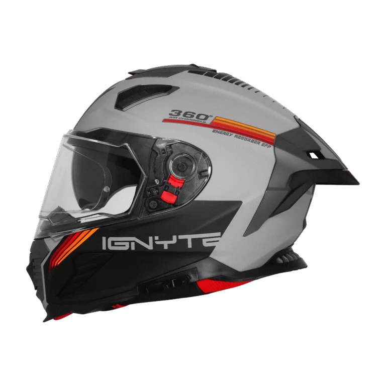 IGNYTE IGN-16 ISS DOT QUANTUMM MATT TITANIUM GREY 9C/ORANGE RED C/V 600 MM WITH EXTRA SMOKE VISOR