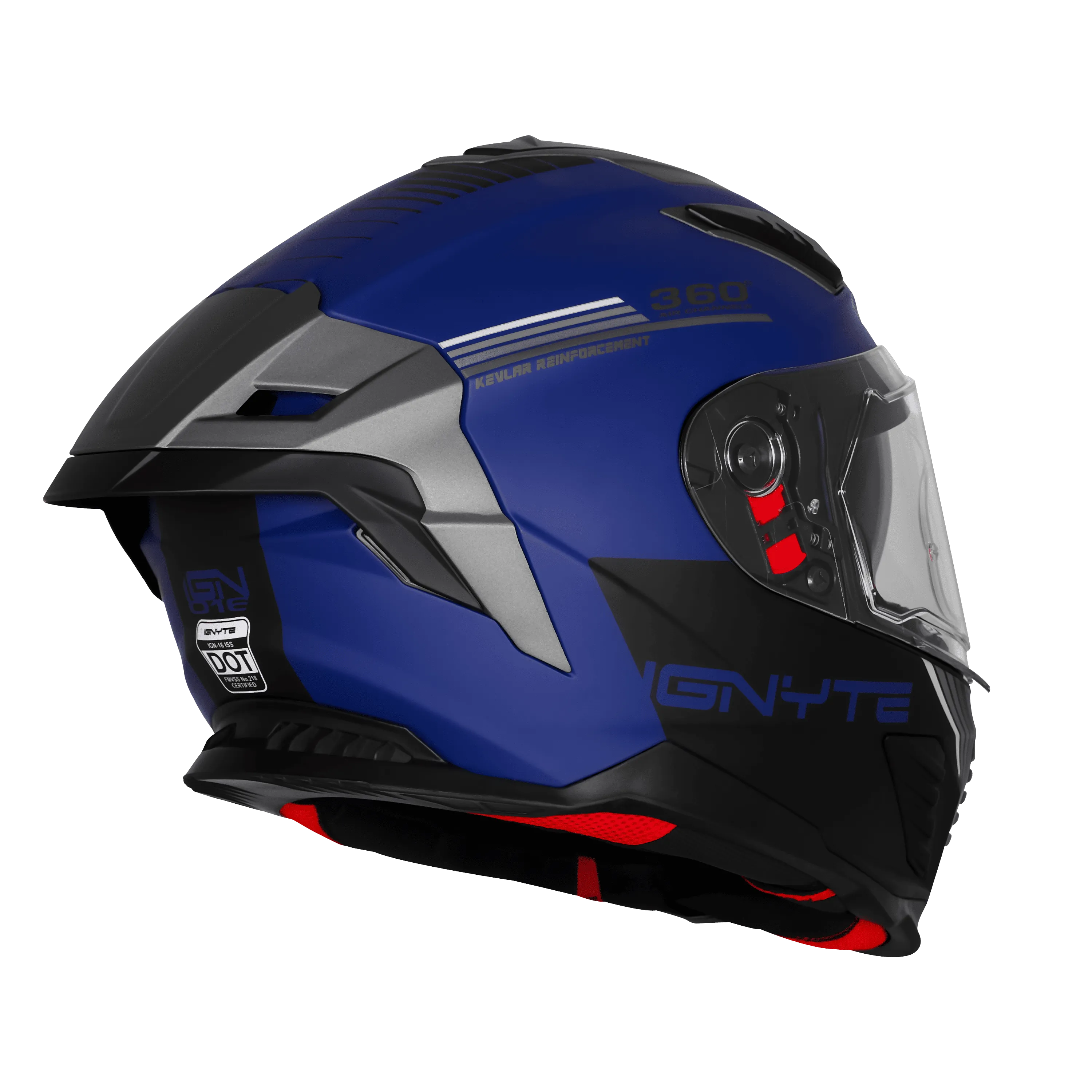IGNYTE IGN-16 ISS DOT QUANTUMM MATT NAVY BLUE 648 C+WHITE GREY C/V 580 MM WITH EXTRA SMOKE VISOR