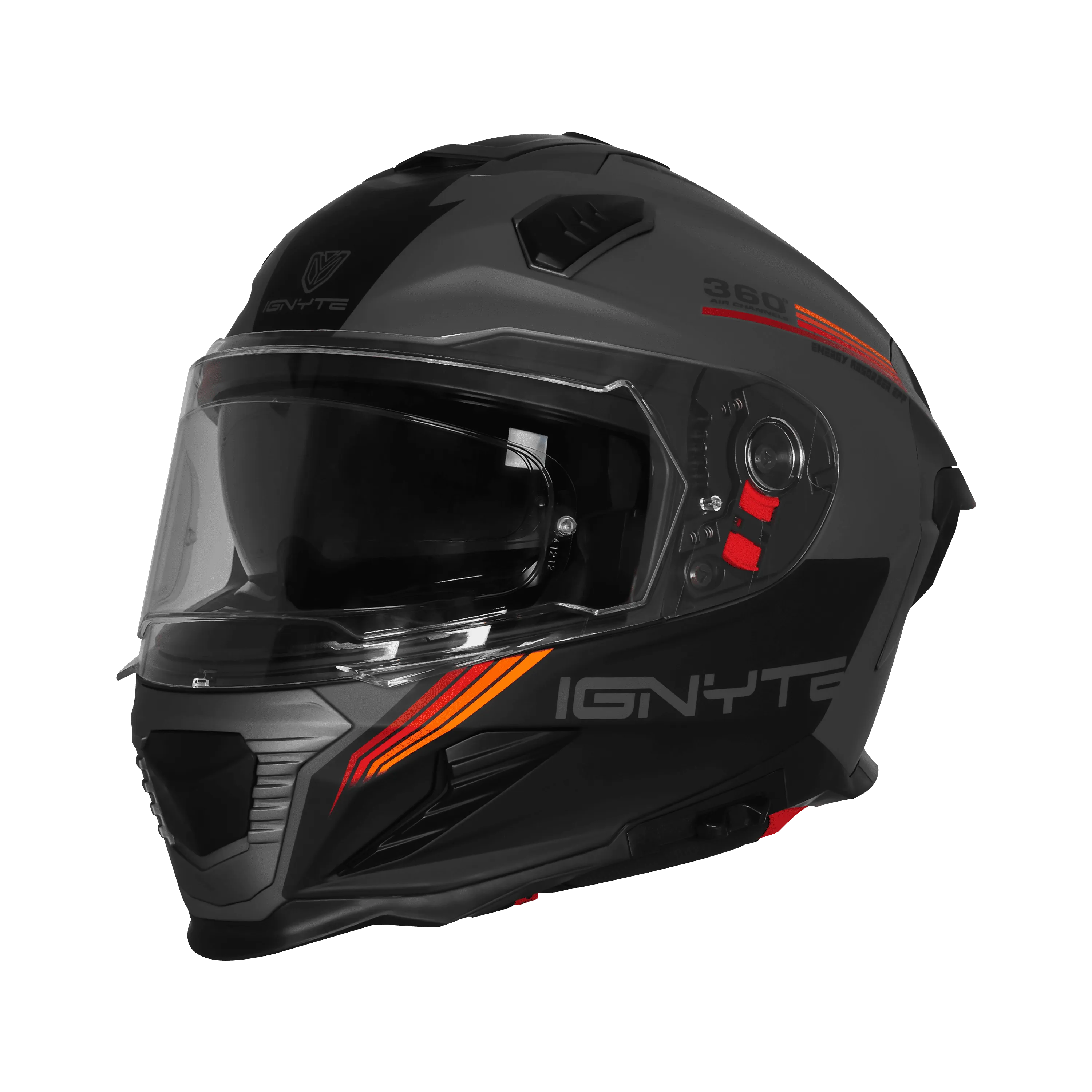 IGNYTE IGN-16 ISS DOT QUANTUMM GLOSSY DARK GREY ANTRACIT 7540C/RED ORANGE C/V 580MM WITH EXTRA SMOKE VISOR