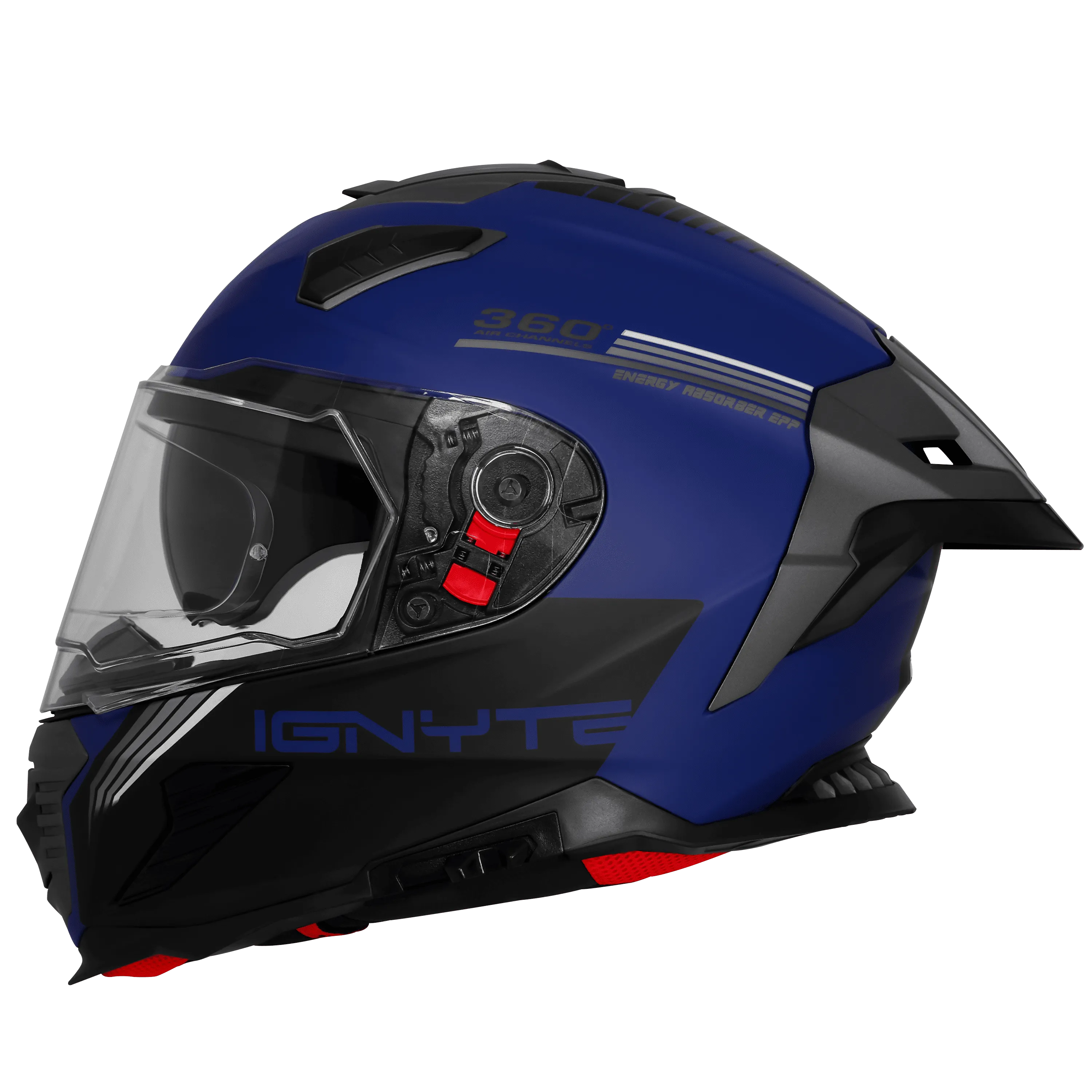 IGNYTE IGN-16 ISS DOT QUANTUMM GLOSSY NAVY BLUE 648 C+WHITE GREY C/V 580 MM WITH EXTRA SMOKE VISOR
