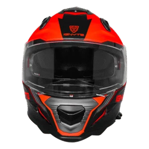 IGNYTE IGN-16 ISS DOT QUANTUMM GLOSSY FLU RED/RED GREY C/V 580 MM WITH EXTRA SMOKE VISOR IGNYTE IGN-16 ISS DOT QUANTUMM GLOSSY FLU RED/RED GREY C/V 580 MM WITH EXTRA SMOKE VISOR