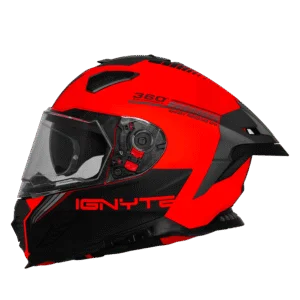 IGNYTE IGN-16 ISS DOT QUANTUMM GLOSSY FLU RED/RED GREY C/V 580 MM WITH EXTRA SMOKE VISOR IGNYTE IGN-16 ISS DOT QUANTUMM GLOSSY FLU RED/RED GREY C/V 580 MM WITH EXTRA SMOKE VISOR