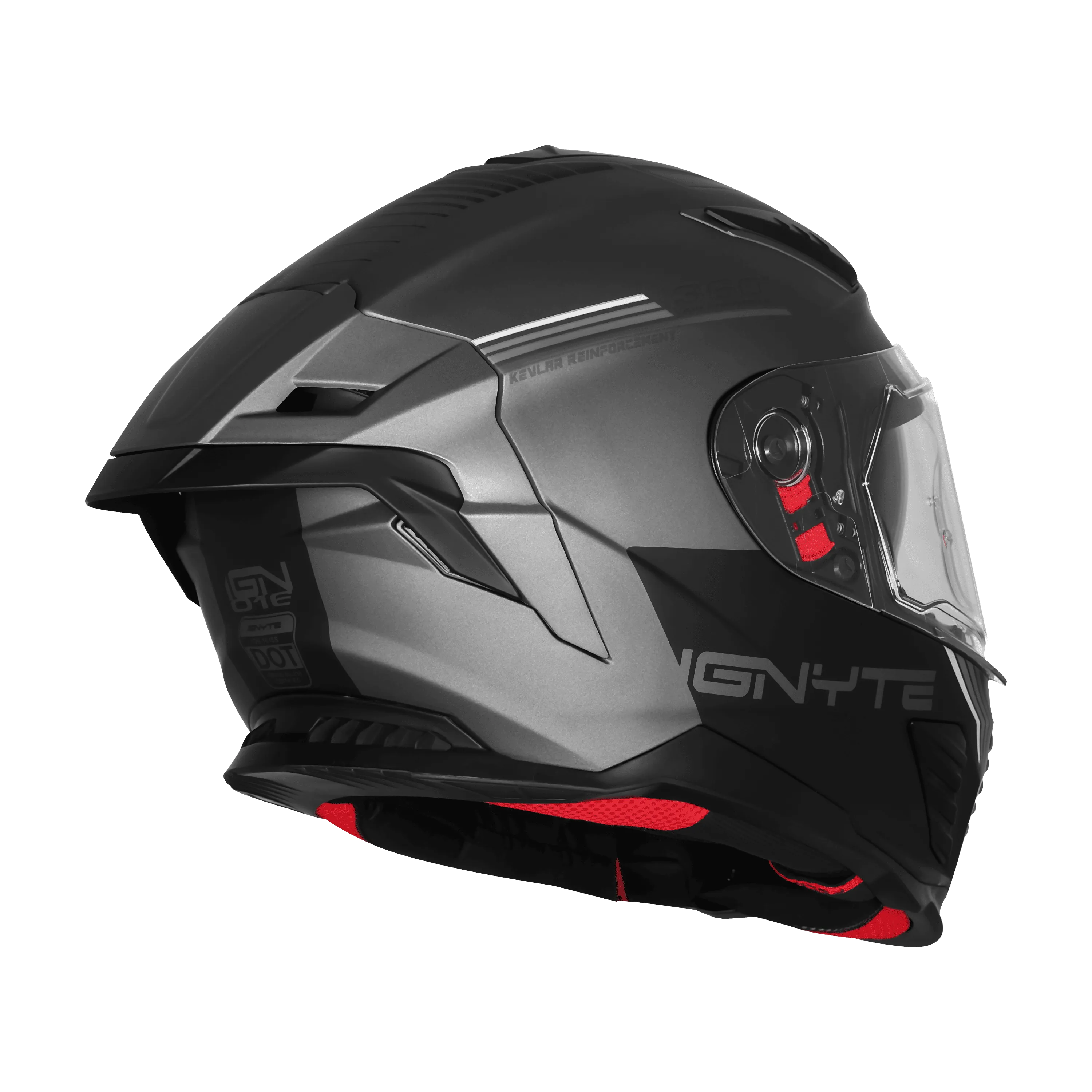IGNYTE IGN-16 ISS DOT QUANTUMM  MATT GREY 2147 WHITE/GREY C/V 580 MM WITH EXTRA SMOKE VISOR