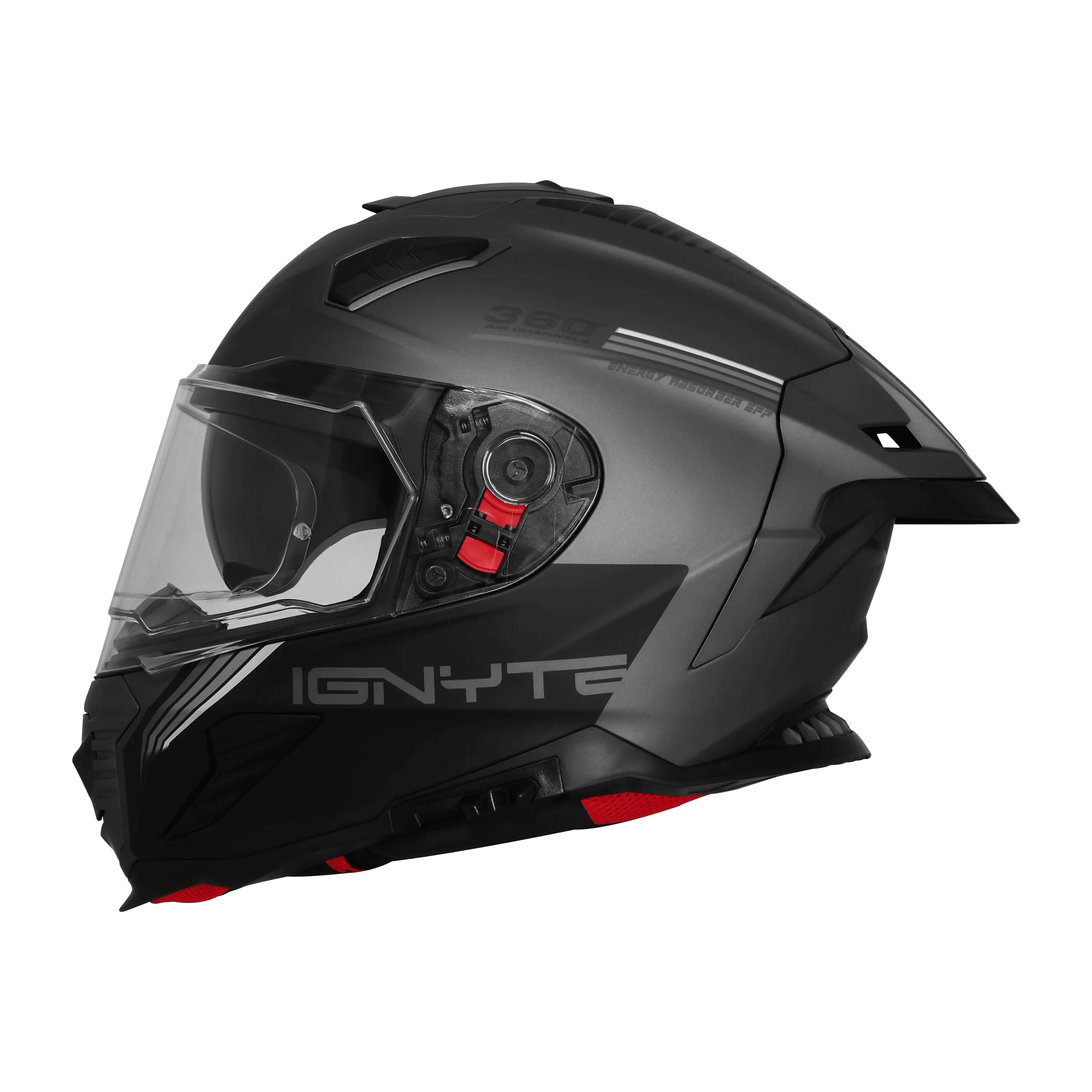 IGNYTE IGN-16 ISS DOT QUANTUMM  MATT GREY 2147 WHITE/GREY C/V 580 MM WITH EXTRA SMOKE VISOR