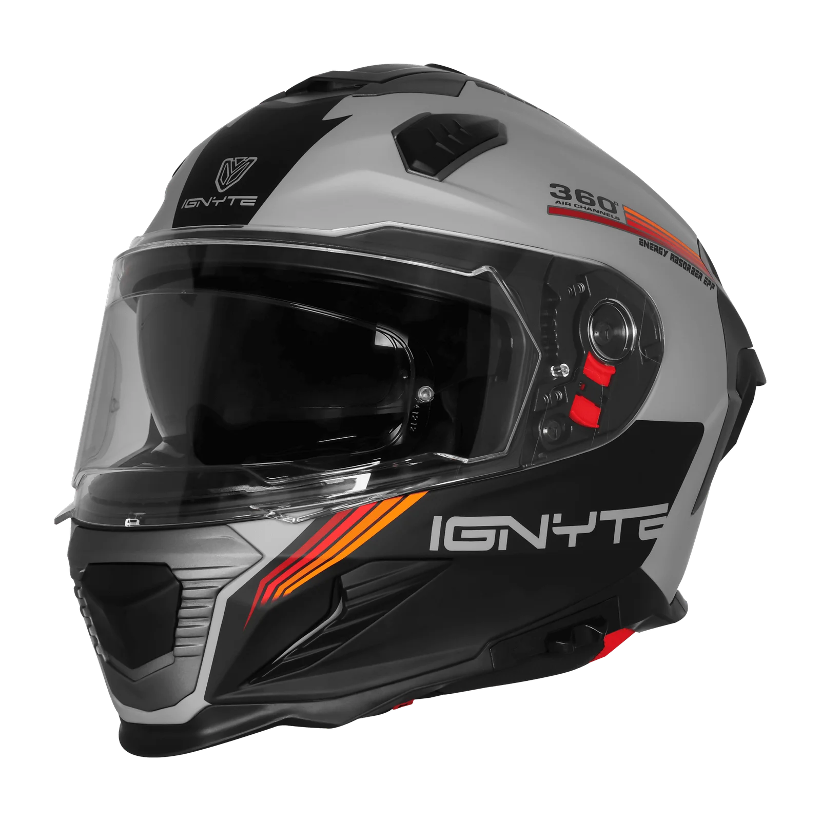 IGNYTE IGN-16 ISS DOT QUANTUMM MATT TITANIUM GREY 9C/ORANGE RED C/V 580 MM WITH EXTRA SMOKE VISOR