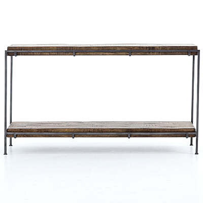 Memphis Iron Frame + Slab Wood Console Table Memphis Iron Frame + Slab Wood Console Table
