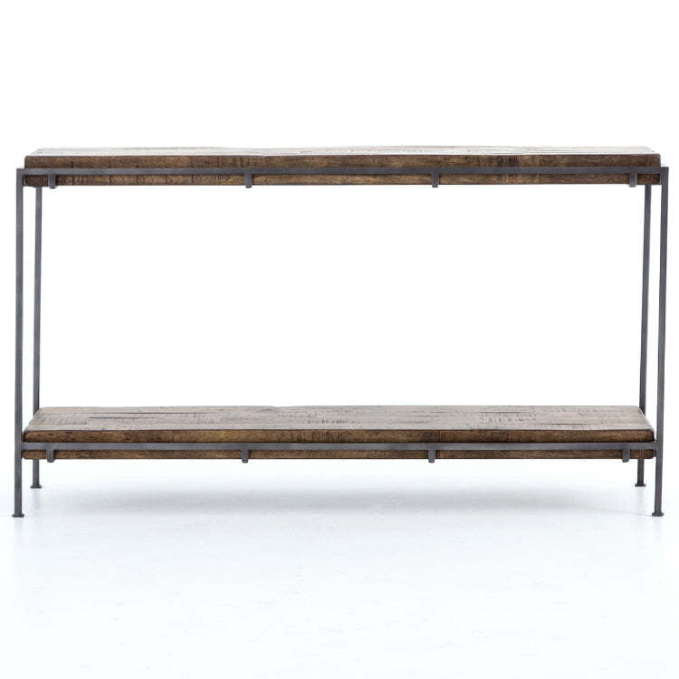 Memphis Iron Frame + Slab Wood Console Table Memphis Iron Frame + Slab Wood Console Table