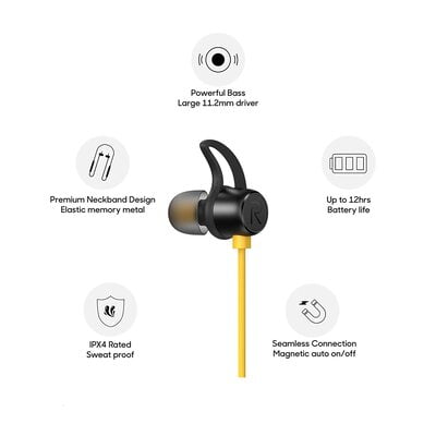 Realme Buds Wireless in -Ear Bluetooth with mic (yellow) Realme Buds Wireless in -Ear Bluetooth with mic (yellow)