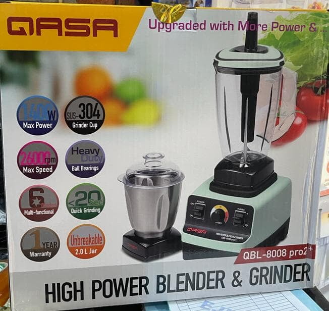QASA 2IN1 HIGH POWER 6 BLADES BLENDER AND GRINDER  1400W