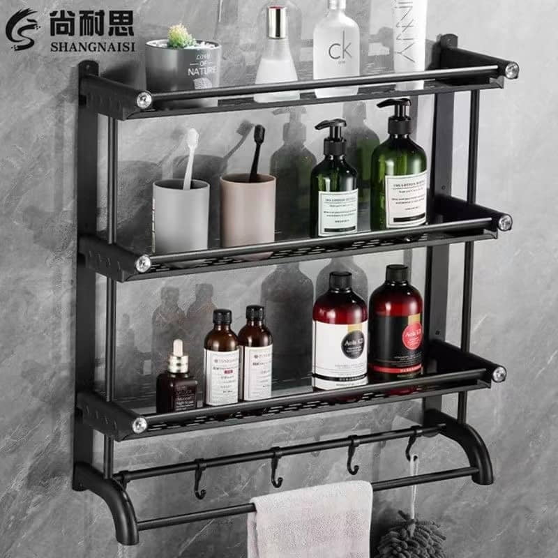 3 LAYERS KITCHEN BATHROOM WALL RACK WITH TOWEL  RAILS