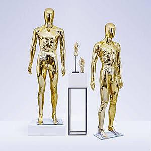 Chrome FRP Plastic Full Body Male Mannequin