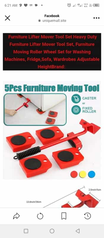 5PIECES MOVING TOOL FURNITURE MOVER