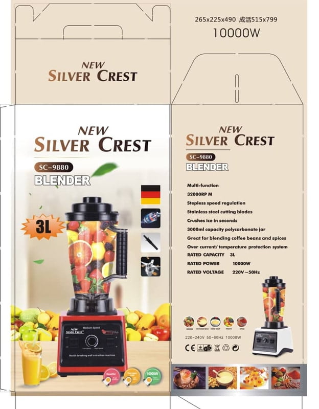 SILVER CREST 2IN1 BLENDER GRINDER 10000W 3L JAR