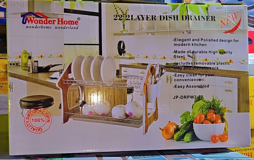 2 LAYERS DISH DRAINER PLATE RACK - 22INCHES