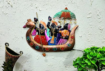 Handcrafted Indian Boat Procession Wall Decor with LED Lighting – Vibrant Cultural Art