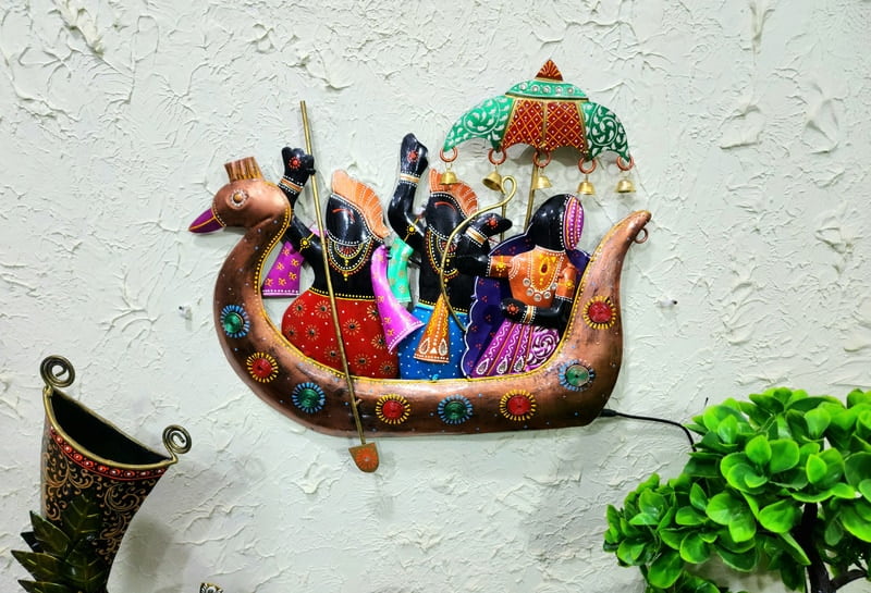Handcrafted Indian Boat Procession Wall Decor with LED Lighting – Vibrant Cultural Art Handcrafted Indian Boat Procession Wall Decor with LED Lighting – Vibrant Cultural Art