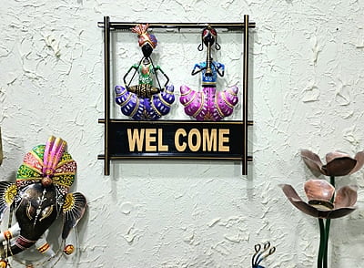 Handcrafted Rajasthani Welcome Wall Hanging – Vibrant Folk Art Decor