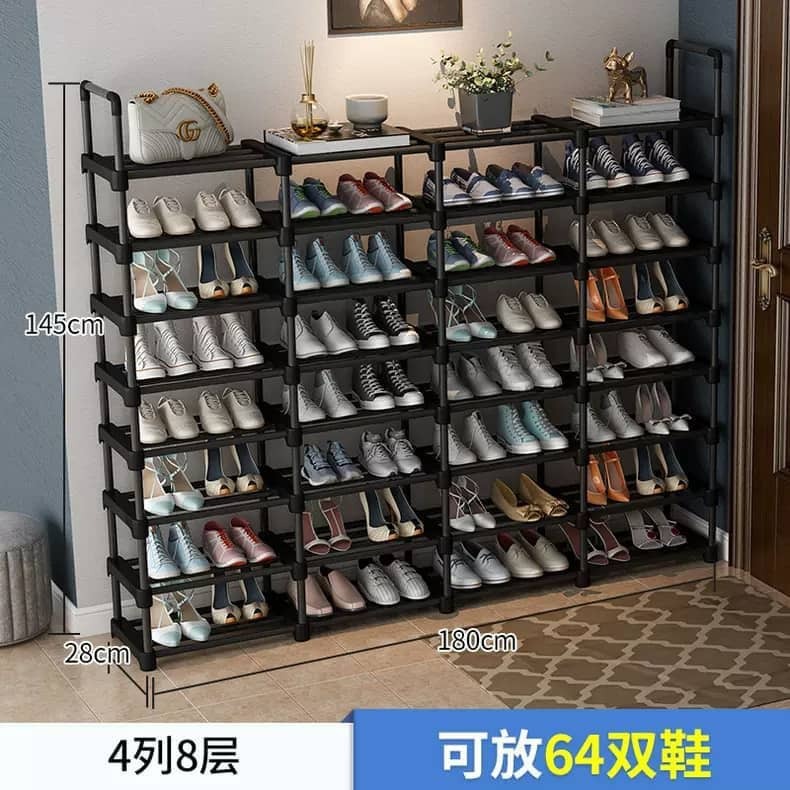 8 LAYERS FOUR ROWS STEEL SHOE RACK