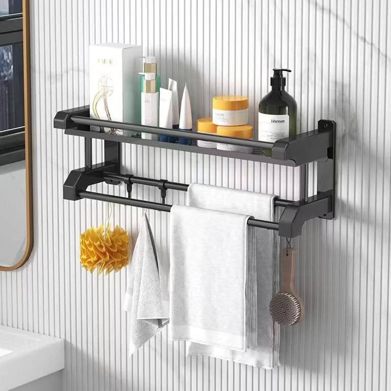 2 LAYERS KITCHEN BATHROOM WALL RACK WITH TOWEL  RAILS