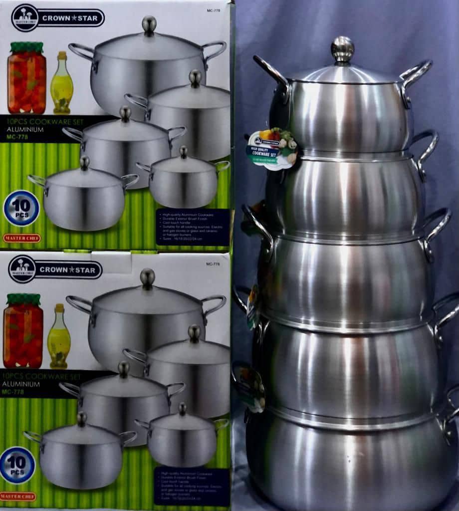 CROWN STAR SET OF 5 ALUMINIUM BELLY POTS