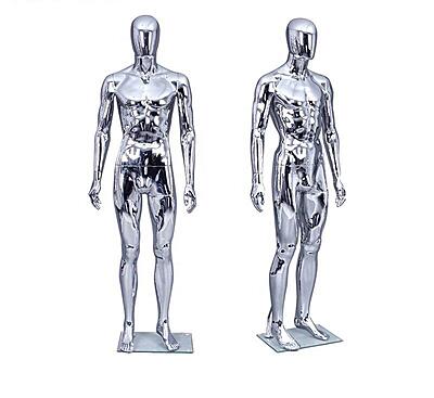 Chrome FRP Plastic Full Body Male Mannequin