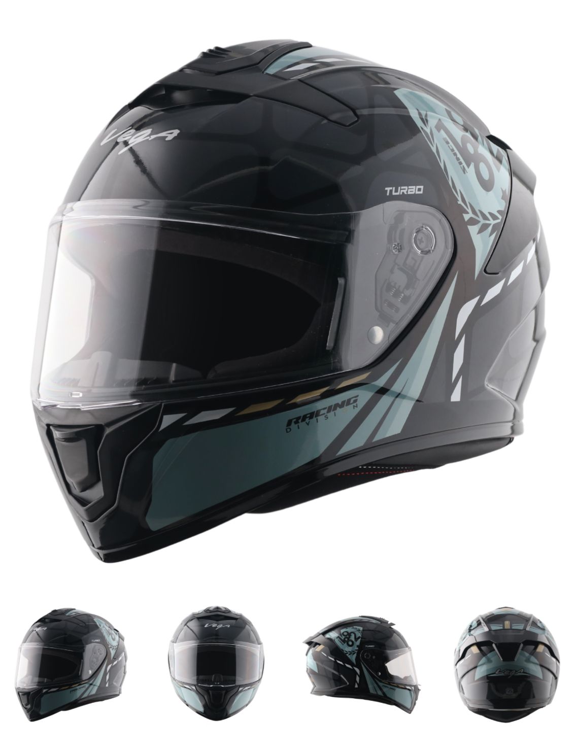 VEGA TURBO DX SQUAD DULL BLACK/GREY C/V L