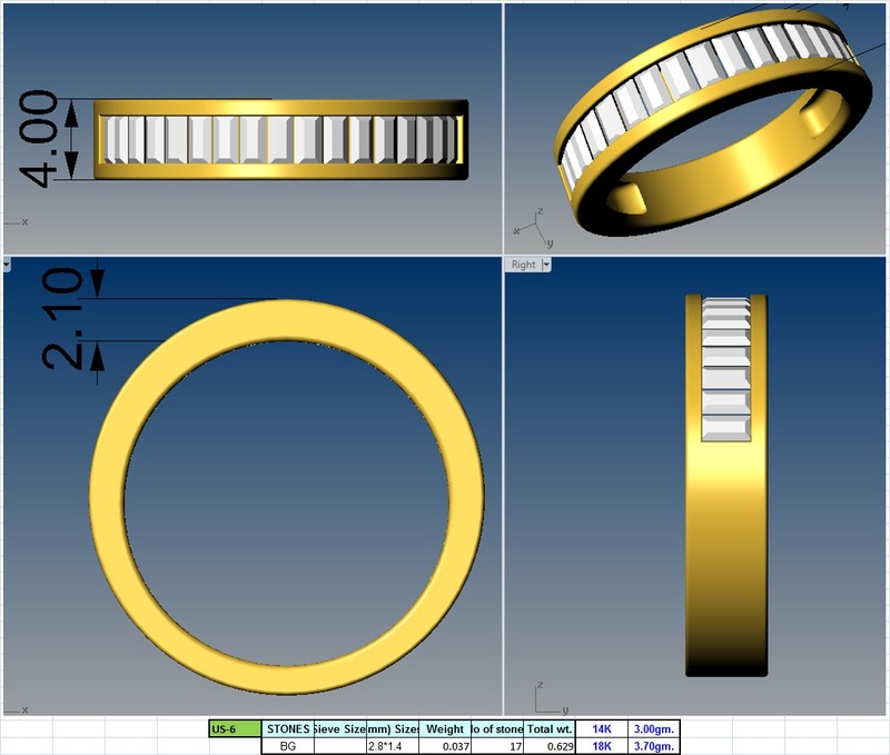 4mm wide Baguette Diamond Eternity Band