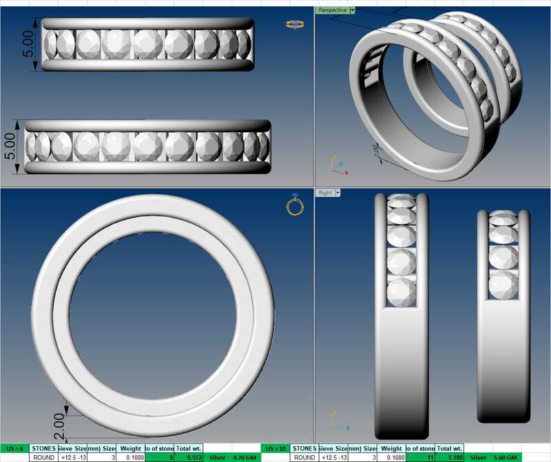 5mm wide half eternity lab diamond band