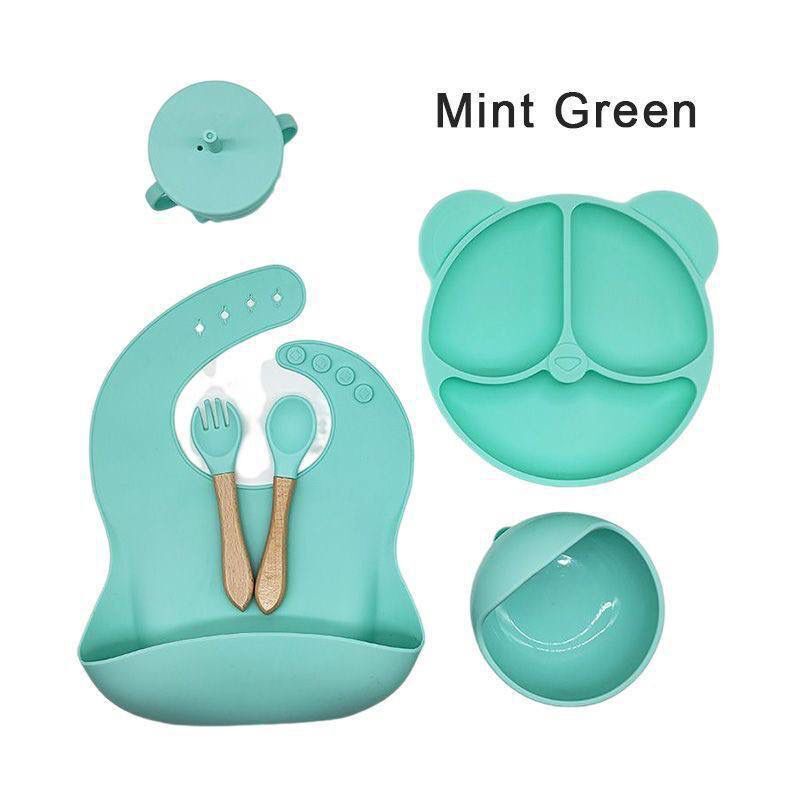 6PIECES SILICONE BABY FEEDING SET