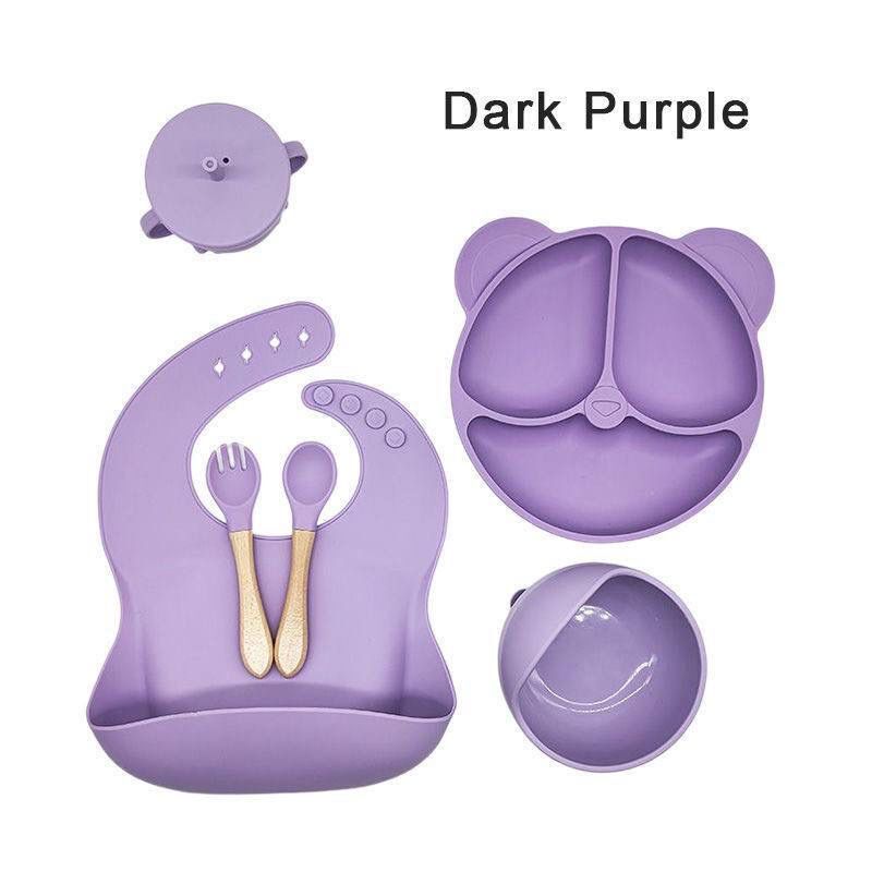 6PIECES SILICONE BABY FEEDING SET