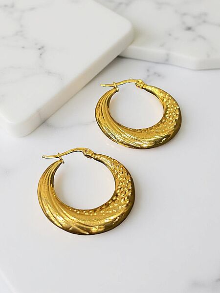 Crescent Textured Hoops
