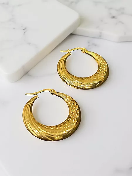 Crescent Textured Hoops