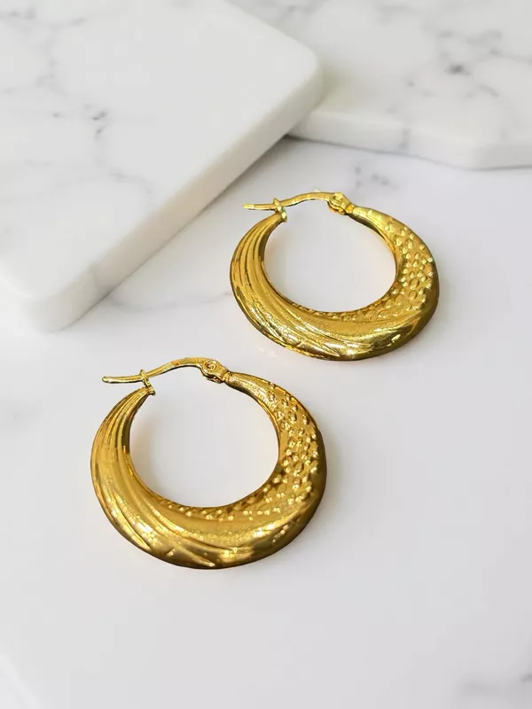 Crescent Textured Hoops
