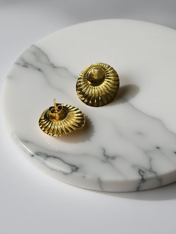 Textured Sunburst Gold-Toned  Stud Earrings