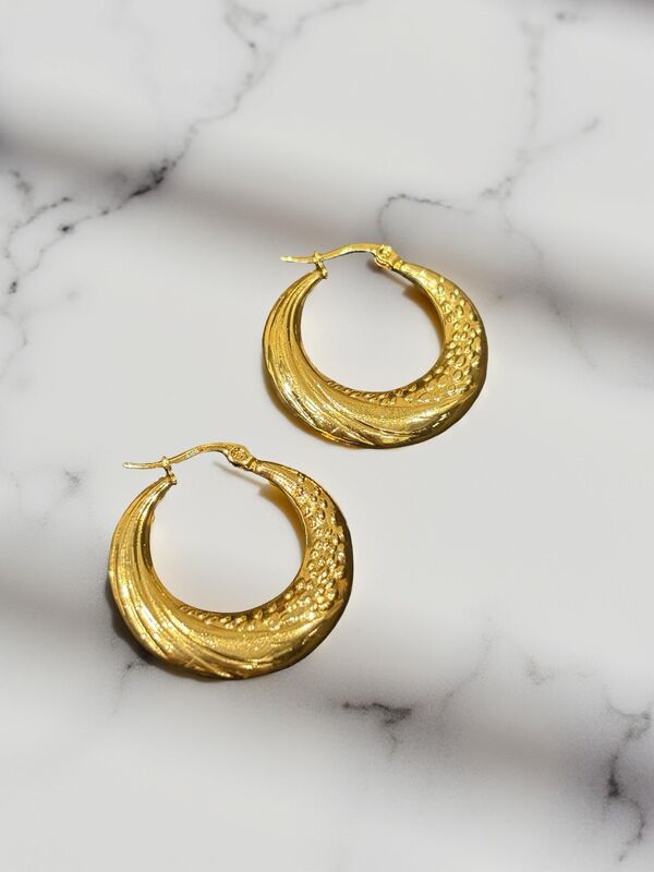 Crescent Textured Hoops
