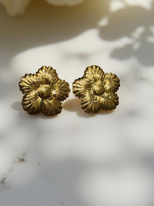 Gold Flower Stud Earrings