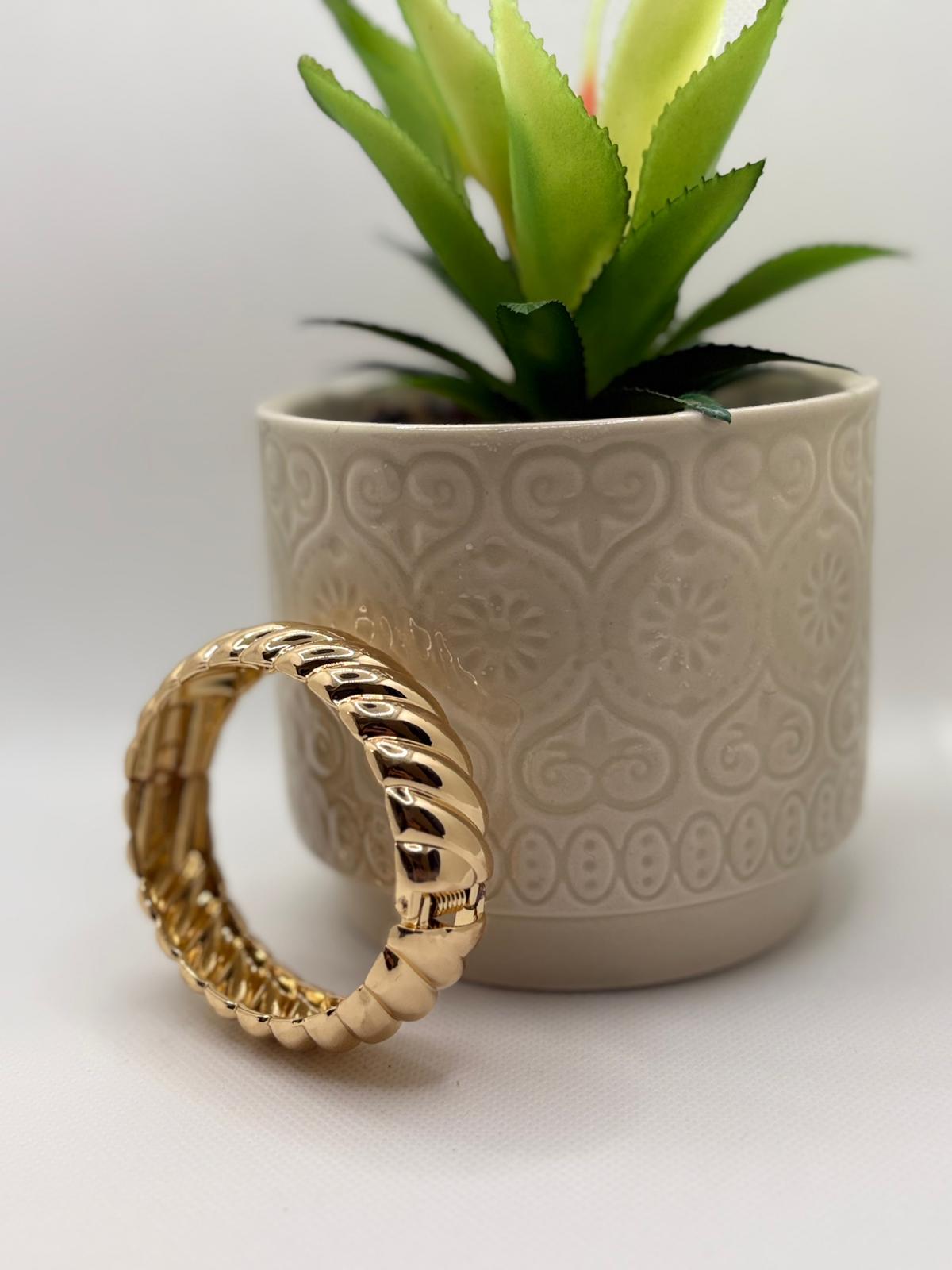 Polished Statement Gold Hammered Cuff