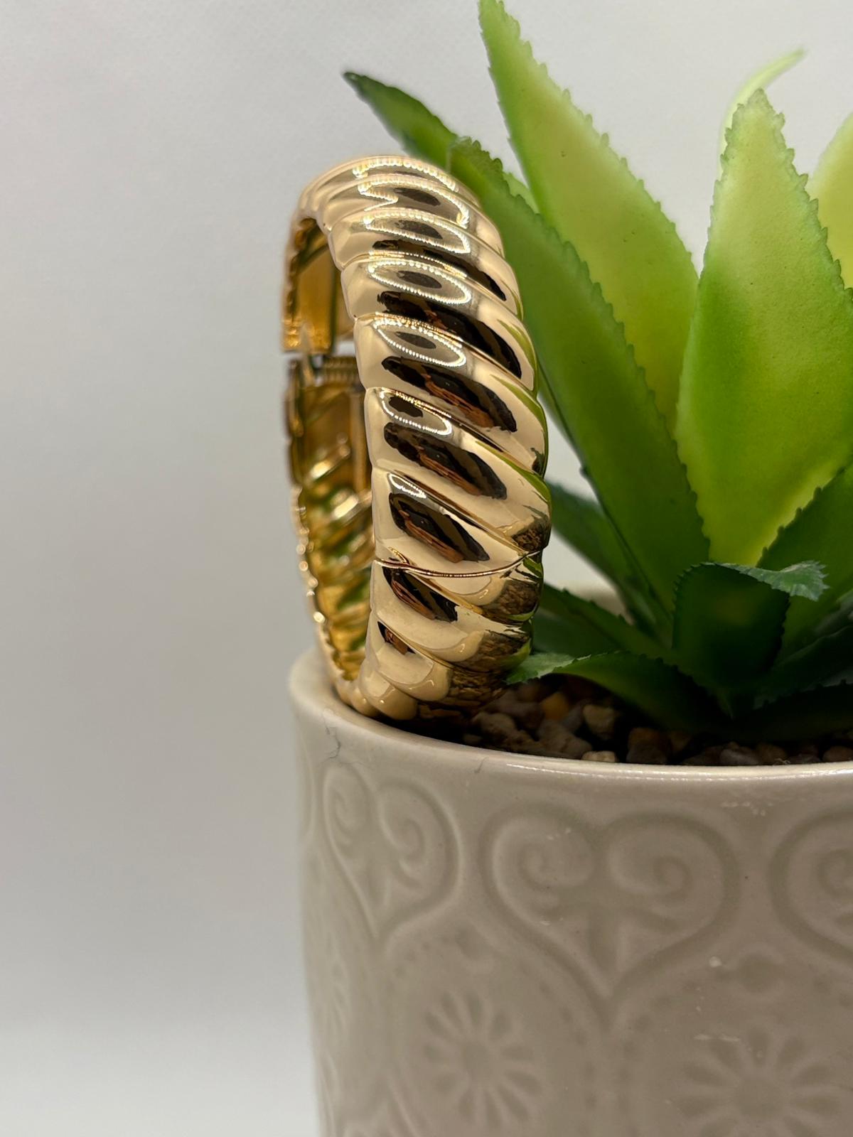 Polished Statement Gold Hammered Cuff