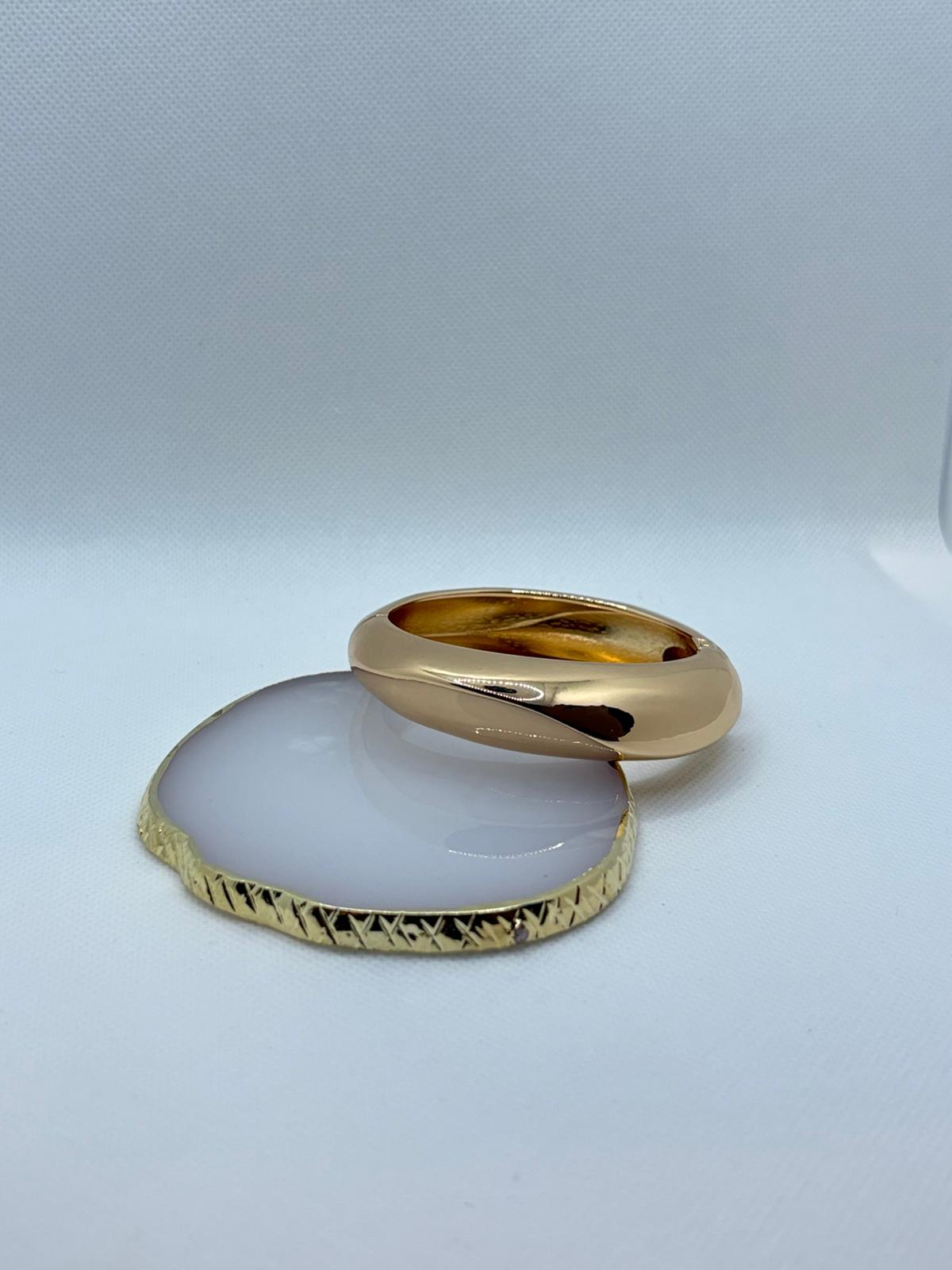 Chunky Twisted Gold-Tone "Croissant" Bangle