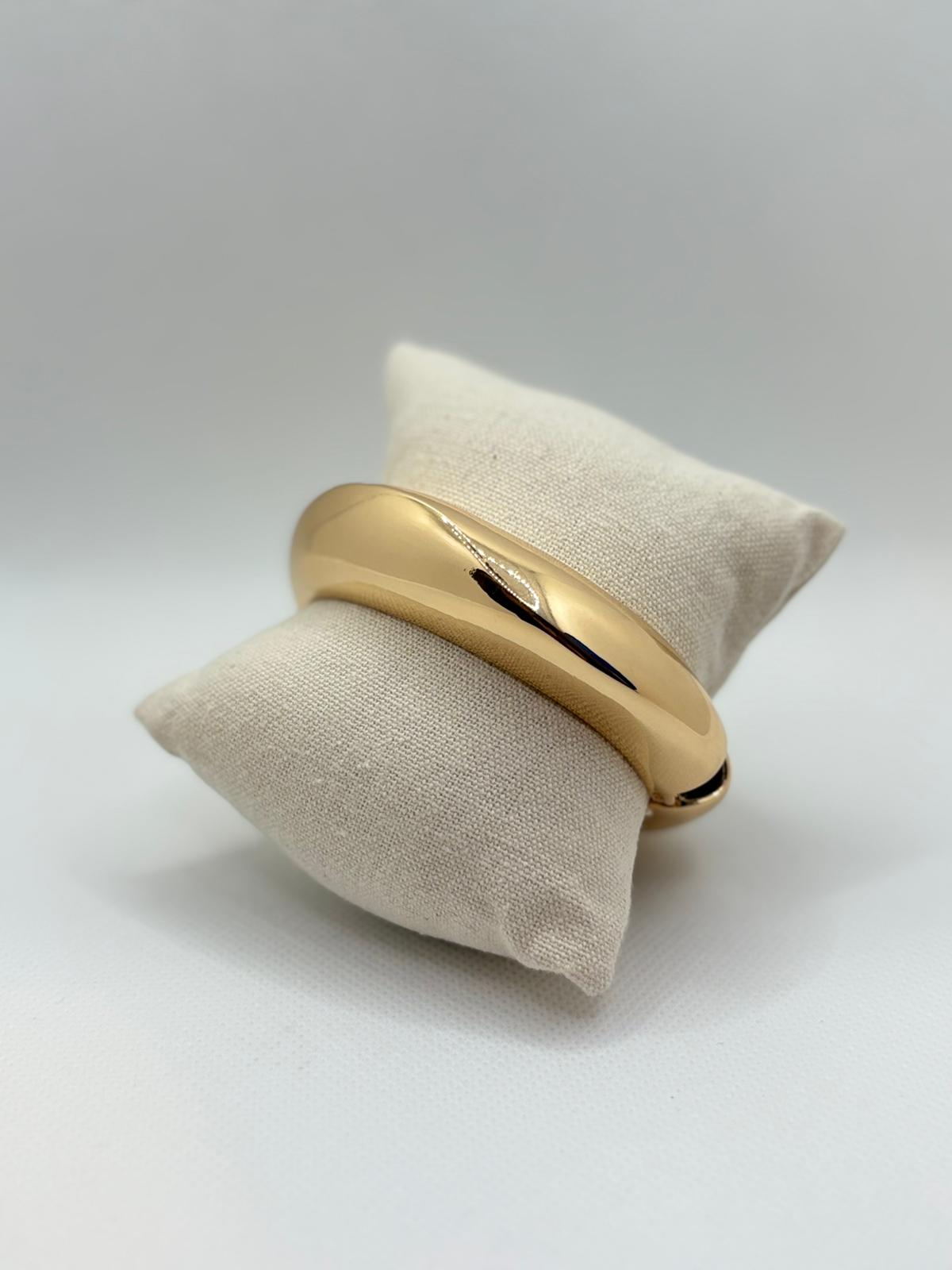 Chunky Twisted Gold-Tone "Croissant" Bangle
