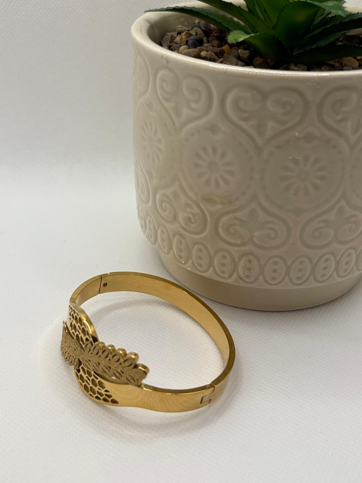 Modern Wide Open Cuff with Hollow Leaf Design