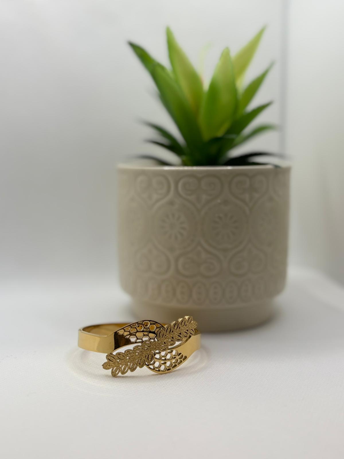 Modern Wide Open Cuff with Hollow Leaf Design