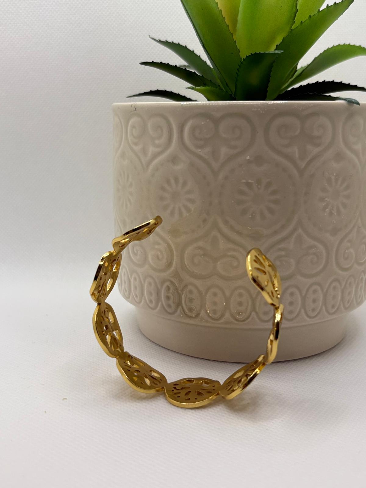 Elegant Gold-Tone "Tree of Life" Open Cuff Bracelet