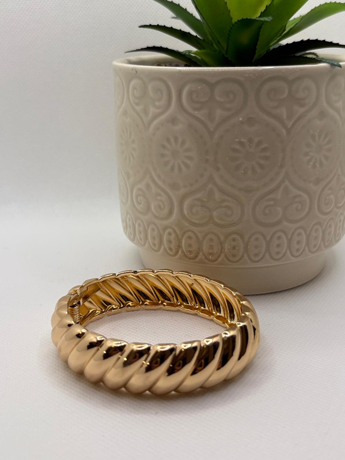 Polished Statement Gold Hammered Cuff