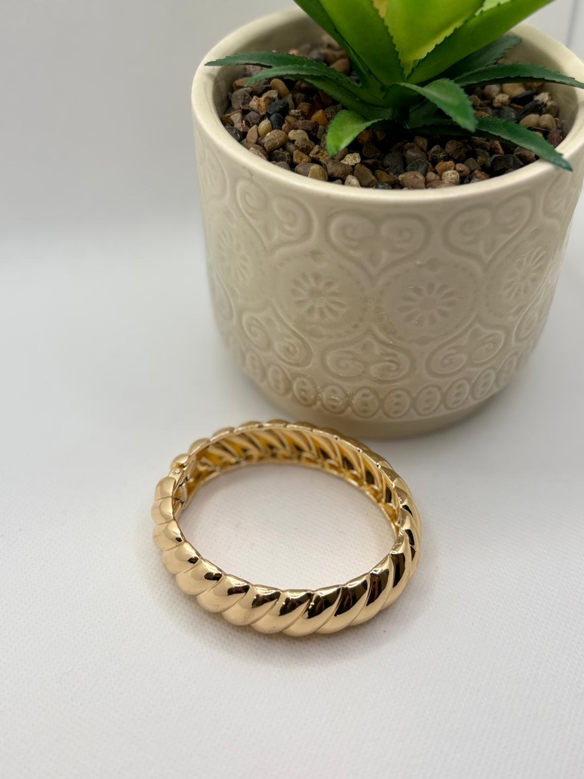 Polished Statement Gold Hammered Cuff